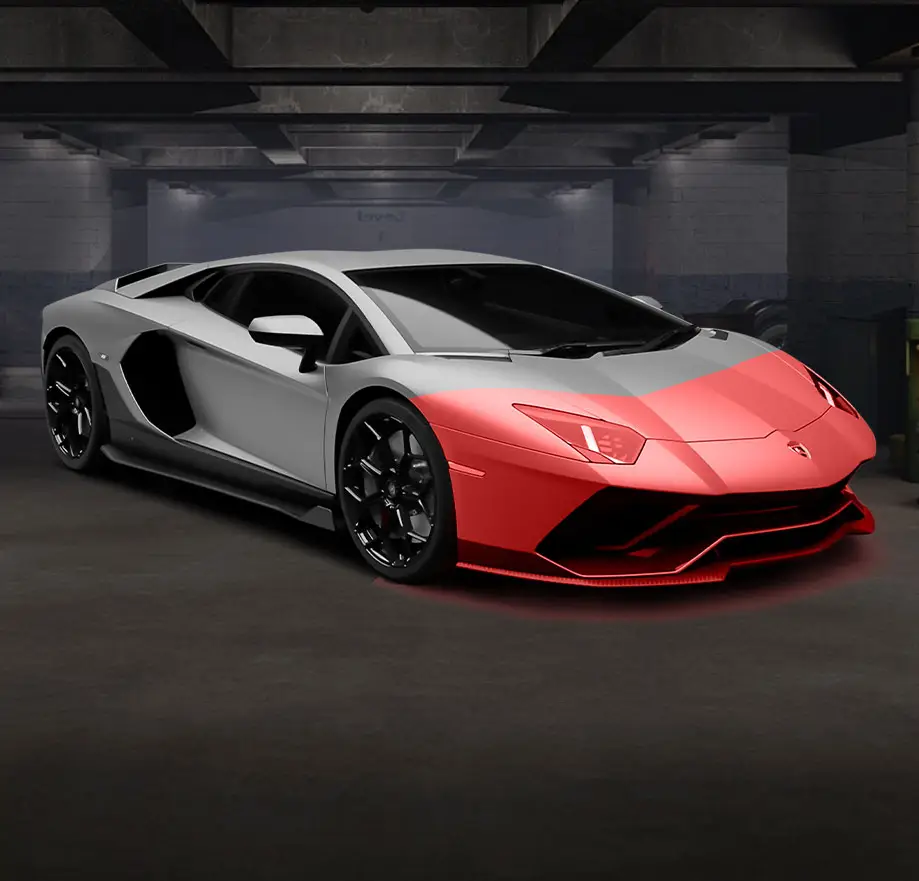 Picture of paint protection film options on Lamborghini Aventador
